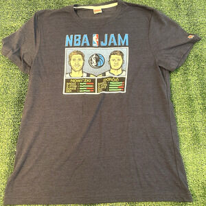 Homage NBA Jam Porzingis Doncic Mavericks Blue T-Shirt Mens Size XL